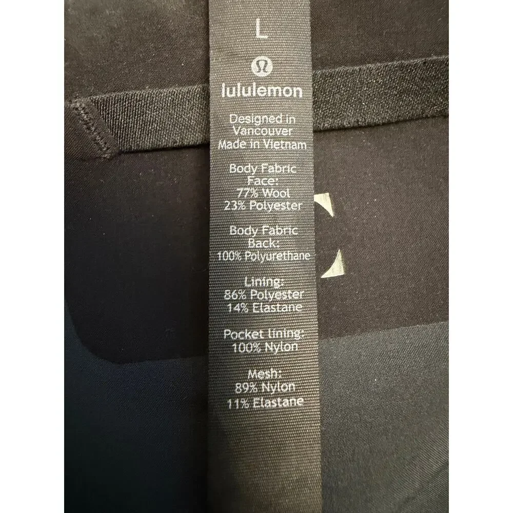 Lululemon Men’s Storm Break Rain Jacket Size L Heathered Black Wool Hooded